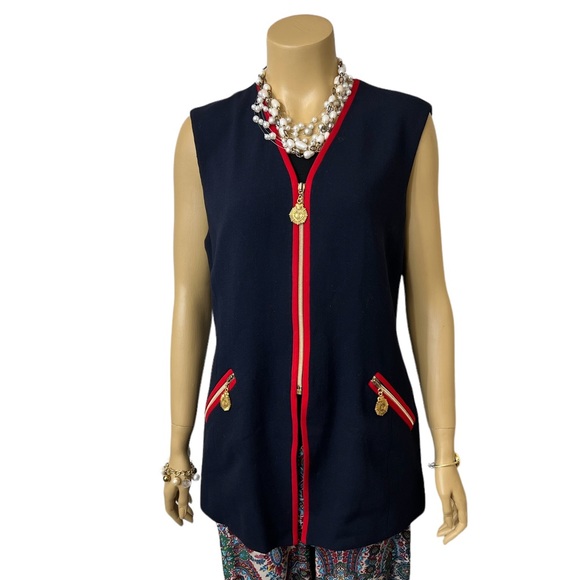 VINTAGE ELLEN TRACY LADYS ZIPPER FRONT VEST 100% WOOL SIZE 12. - Picture 1 of 14